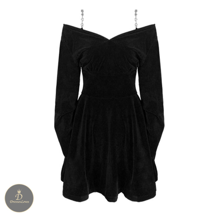 #5341 Suspender Velvet Dress