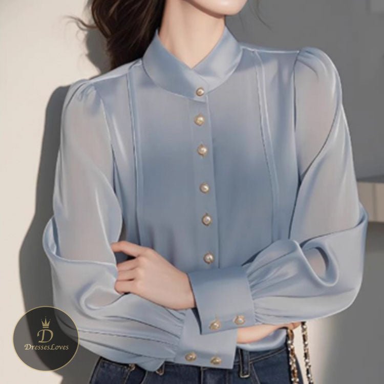 5484 High - End Elegant Blue Shirt - DresseslovesOOTD