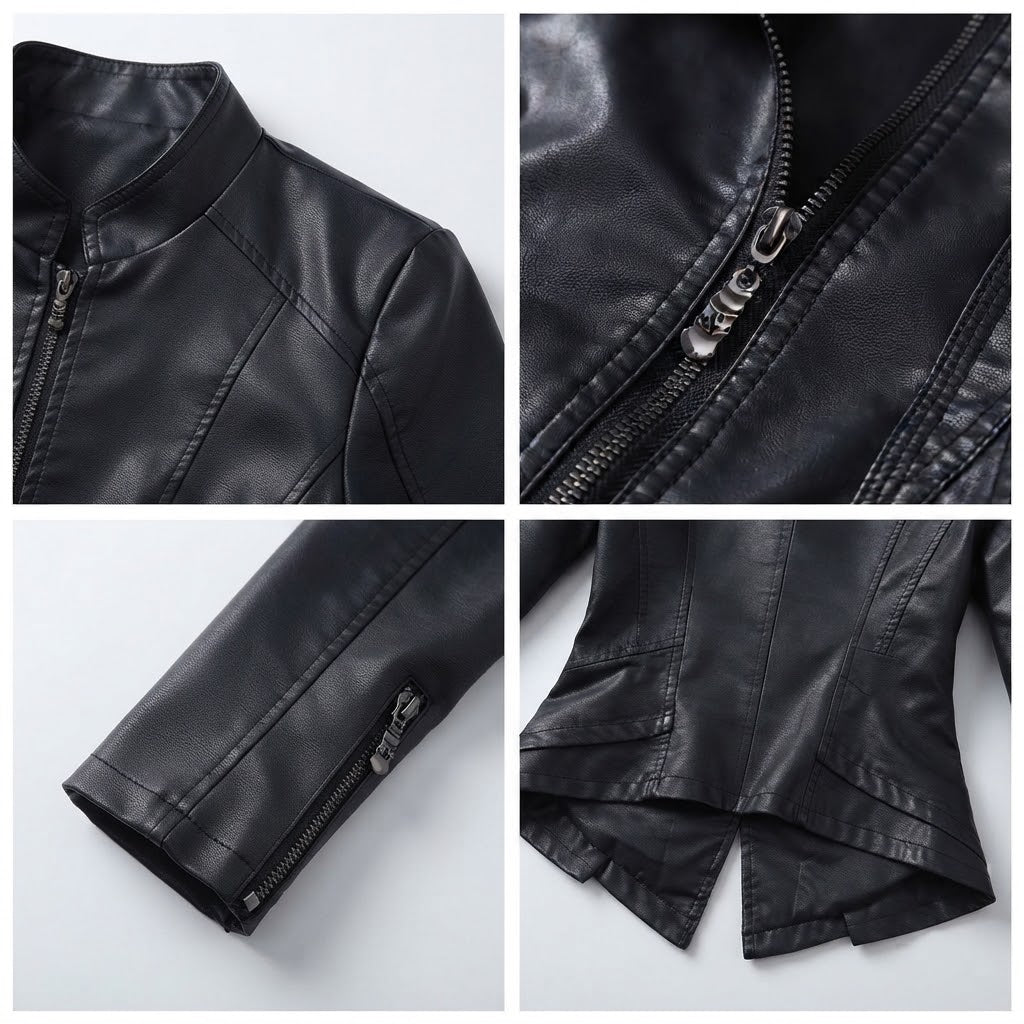 Cropped Faux Leather Biker Jacket