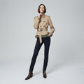 Vintage Lace Patchwork Double-Breasted Trench Coat