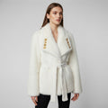 Cinched-Waist Plush Winter Coat