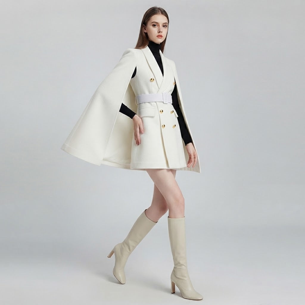 Wool Blend Cape Coat