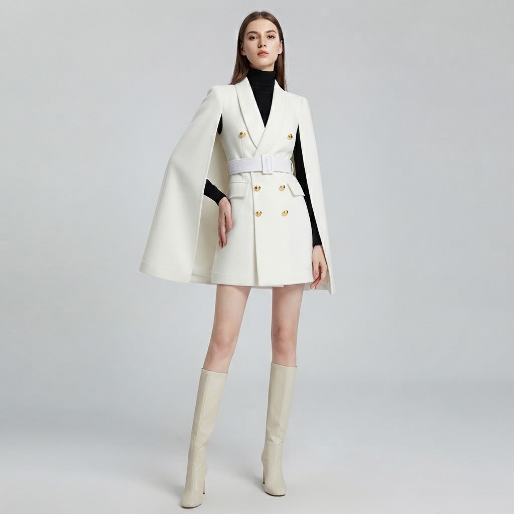 Wool Blend Cape Coat