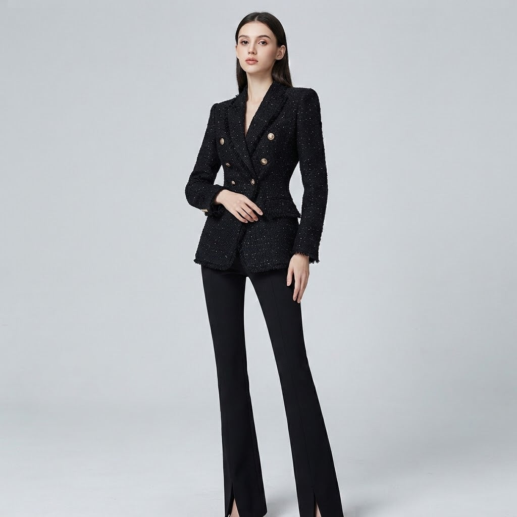 Shimmer Fringe Tweed Blazer