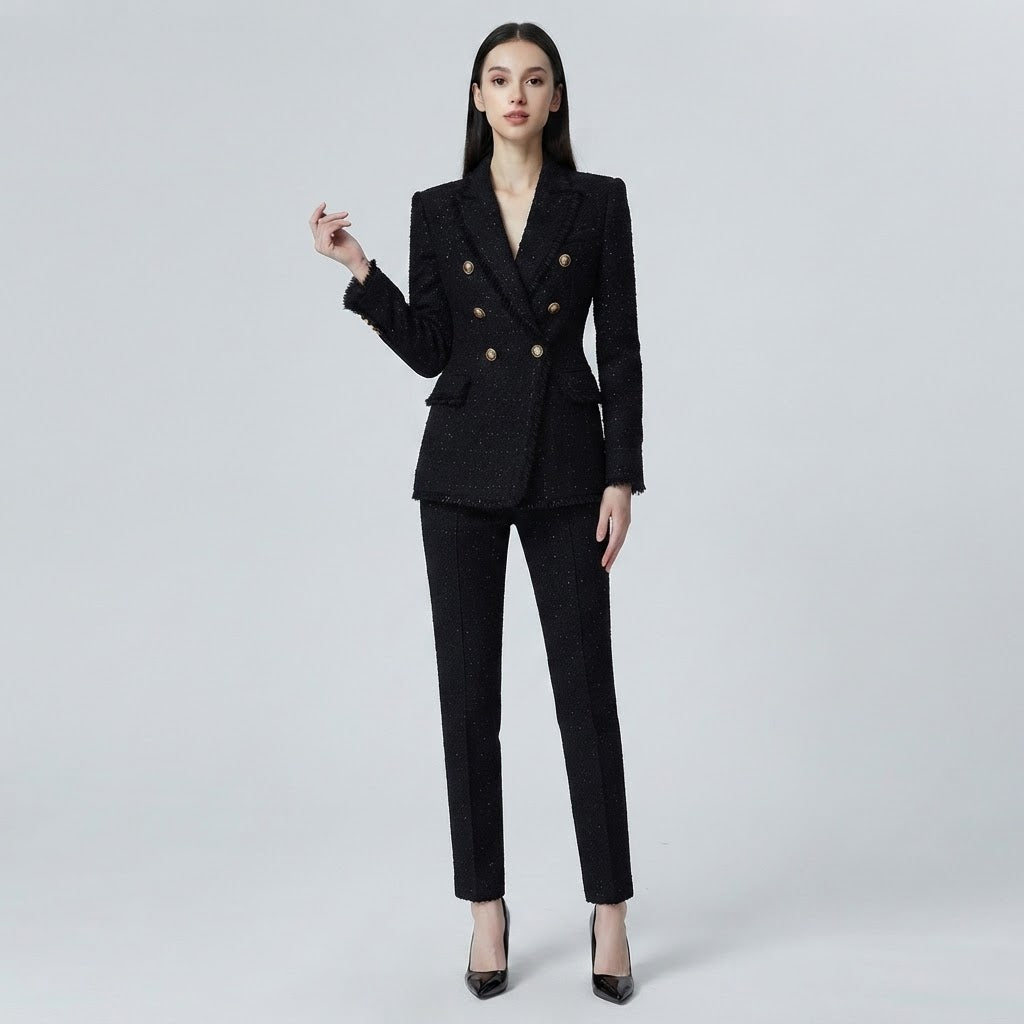 Shimmer Fringe Tweed Blazer