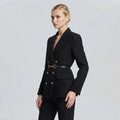 Quilted-Lined Double-Breasted Wool Blazer Coat