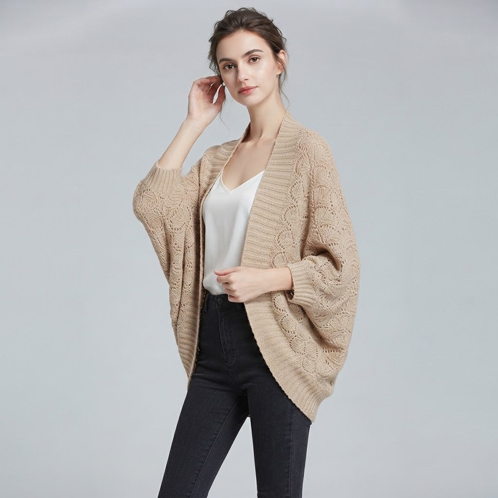 Slouchy Cape Wrap Knit Sweater