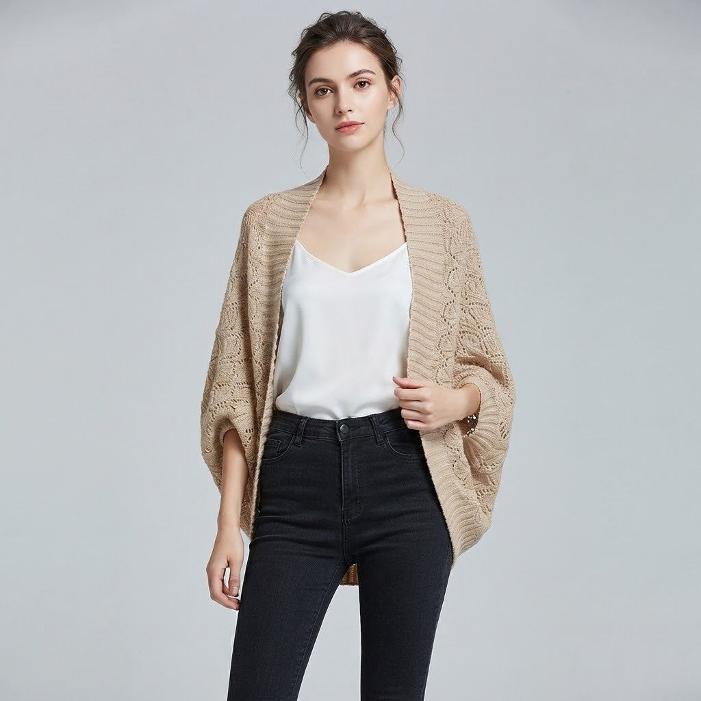 Slouchy Cape Wrap Knit Sweater