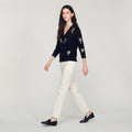 Sequin-Embellished Wool V-Neck Cardigan Jacket