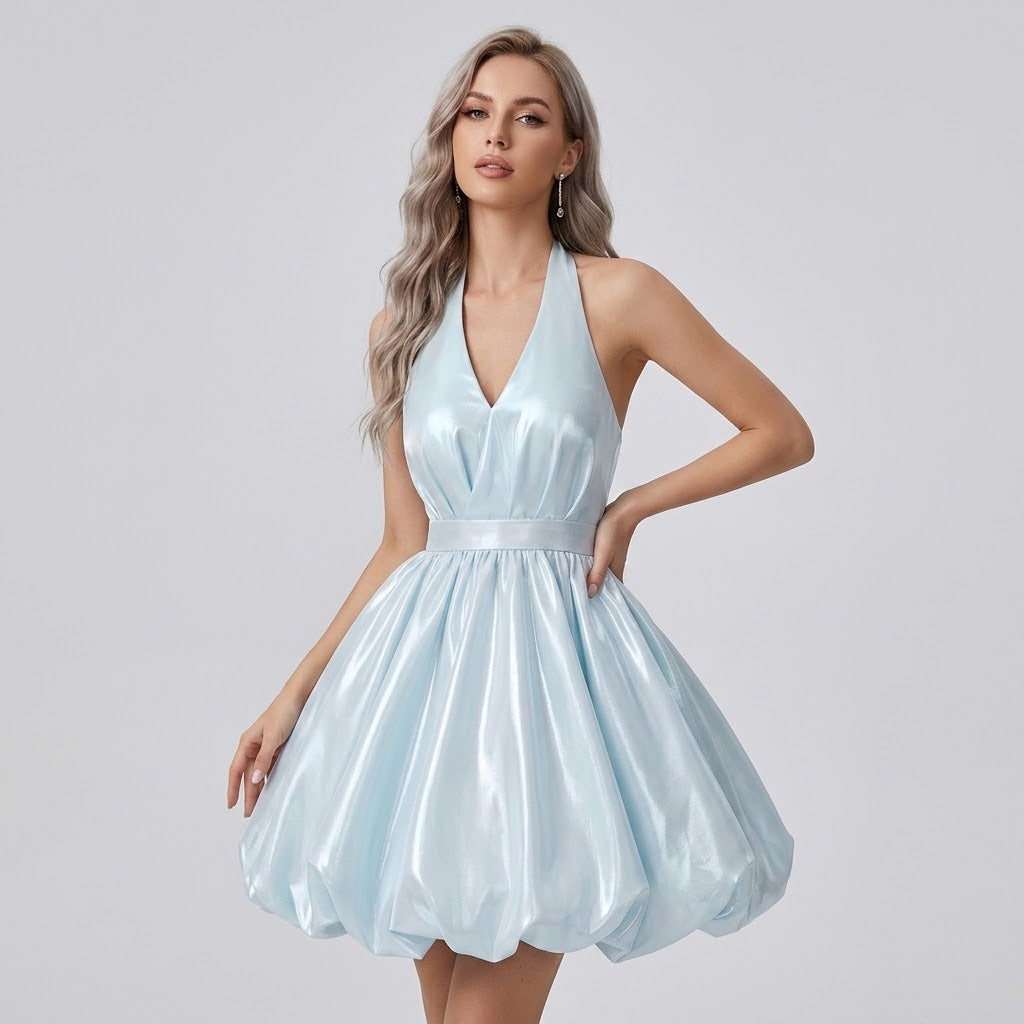 Halter Neck A-Line Mini Cocktail Dress