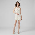 Sculptural 3D Flower Halter Fitted Sheath Dress