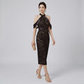 Avant-Garde Halter Lace Midi Dress