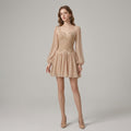 Romantic Spliced Lace Fit-and-Flare Mini Dress