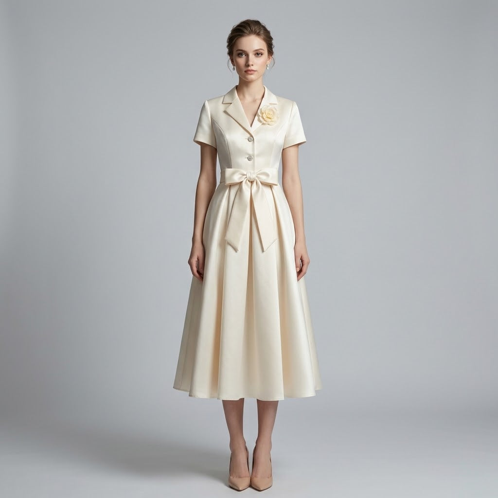 3D Floral Notched-Lapel Blazer Maxi Dress