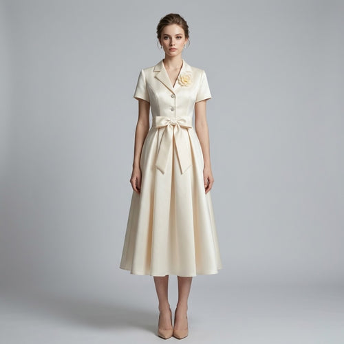 3D Floral Notched-Lapel Blazer Maxi Dress