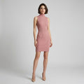 High-Neck Sleeveless Knit Bodycon Midi Dress
