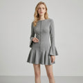 Single-Breasted Flared-Sleeve Dress