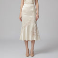 Lace-Paneled High-Waist Midi Skirt