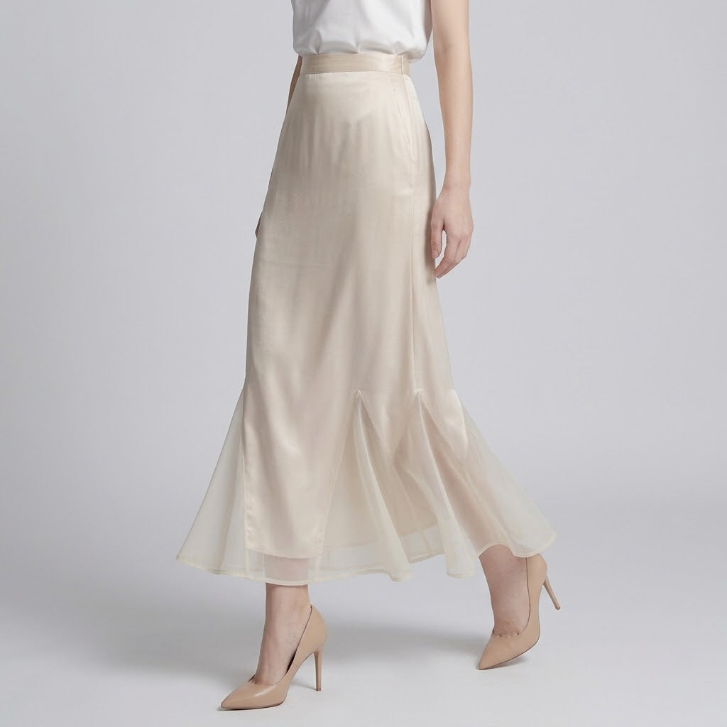 Satin & Mesh Spliced Mermaid Maxi Dress