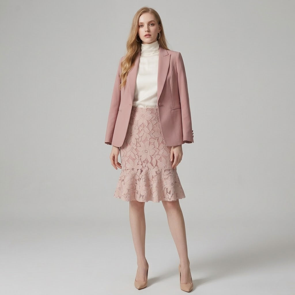 Floral Patterned Asymmetric Lace Bodycon Mini Skirt