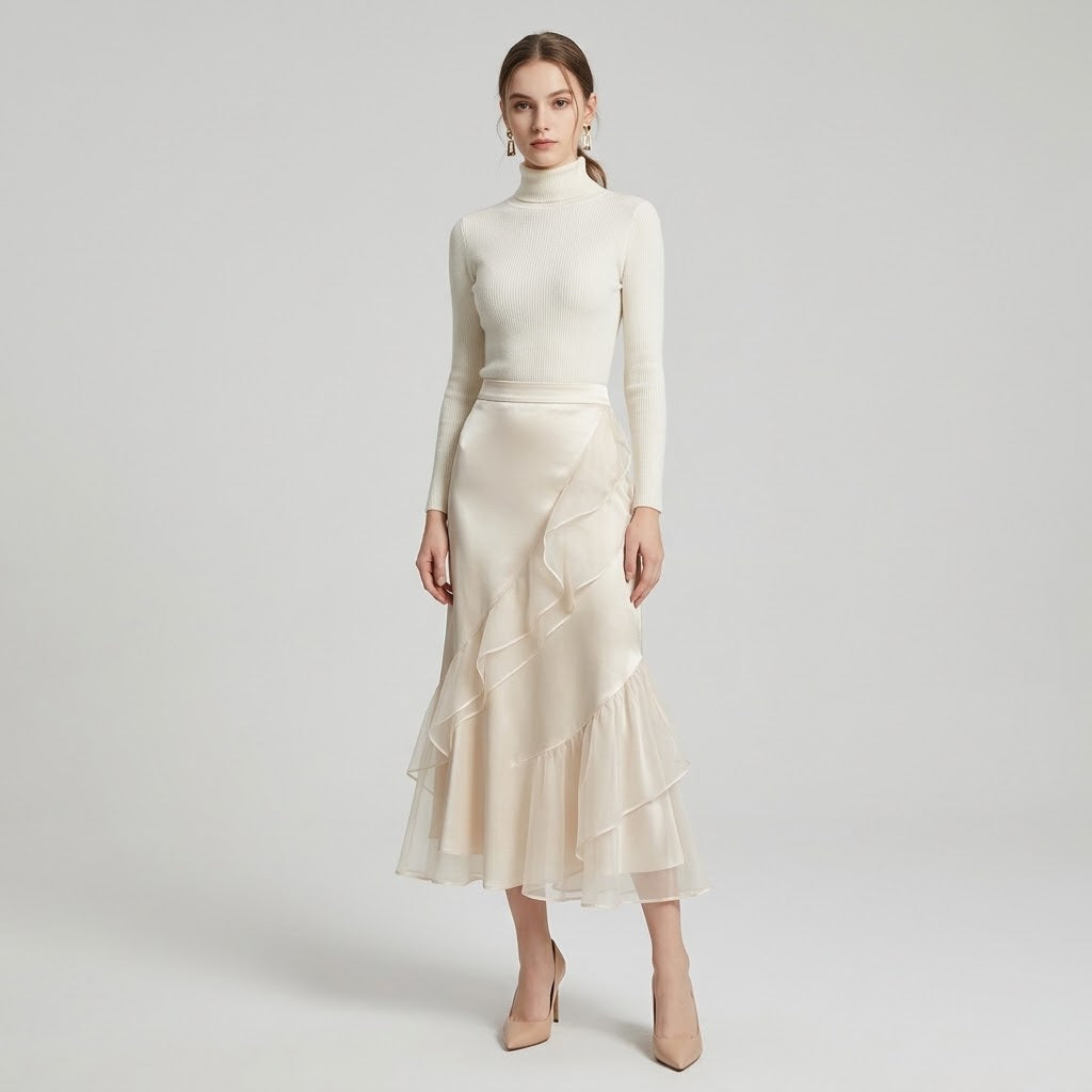 High-Waist Paneled Stretch Skirt