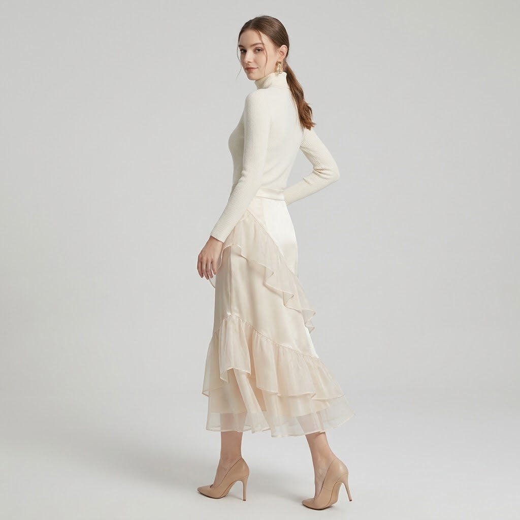 High-Waist Paneled Stretch Skirt