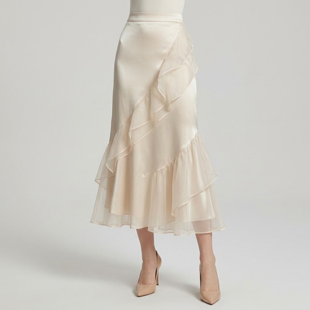 High-Waist Paneled Stretch Skirt