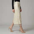 Embellished Sequin Column Midi Skirt