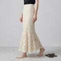 High-Waist Drapey Lace Mermaid Maxi Skirt