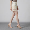 High-Waist Floral Embroidered Lace Mini Skirt