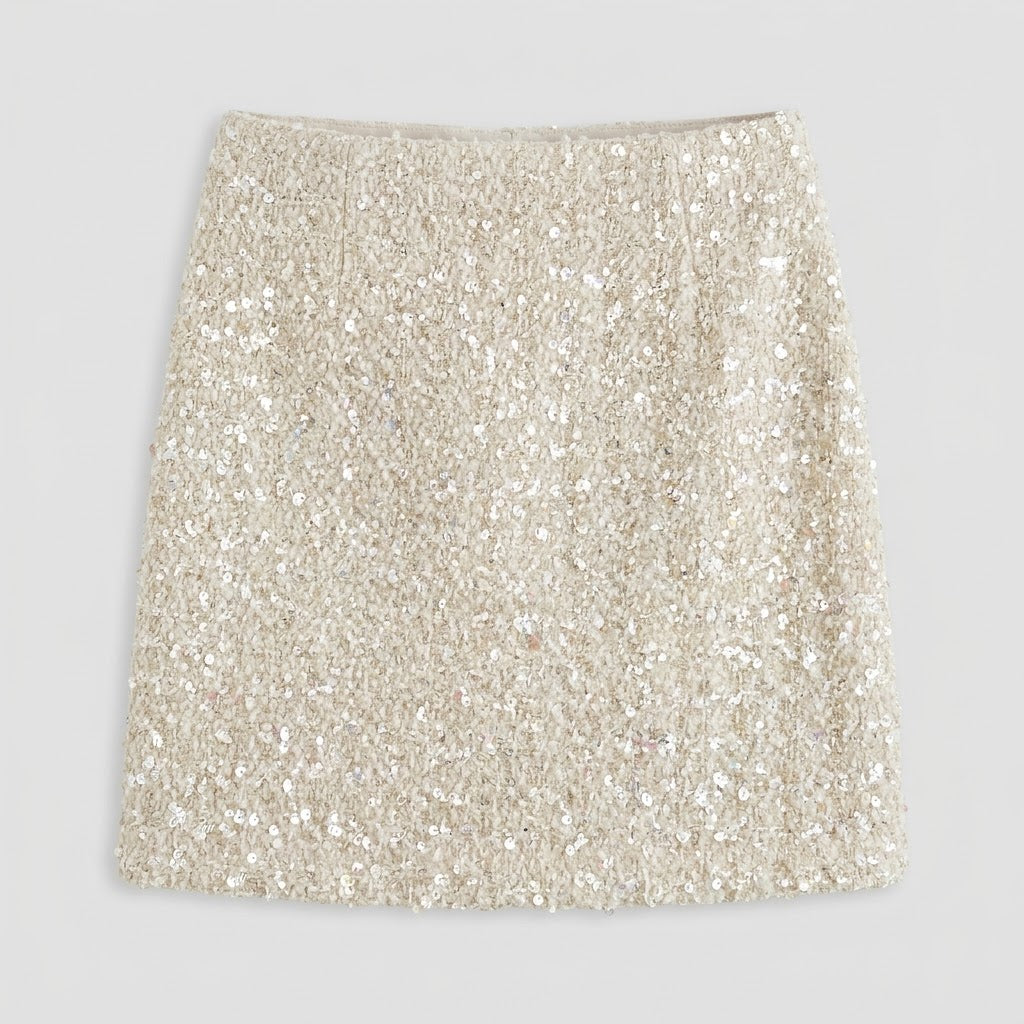 Tailored Sequin Bouclé Tweed Pocket Mini Skirt