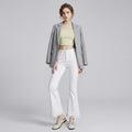 Pearl-Beaded Lace-Trim Cropped Flare Jeans