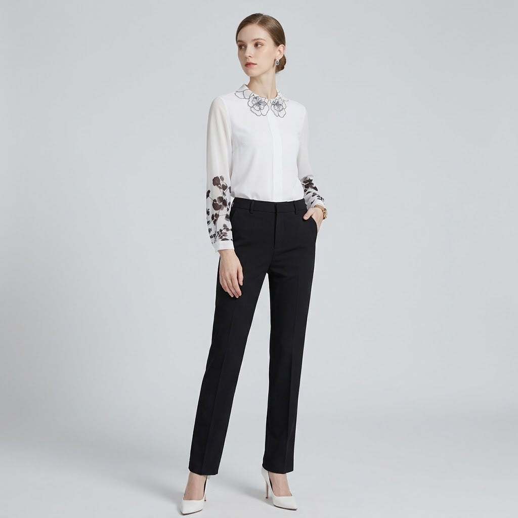 Floral-Print Chiffon Blouse