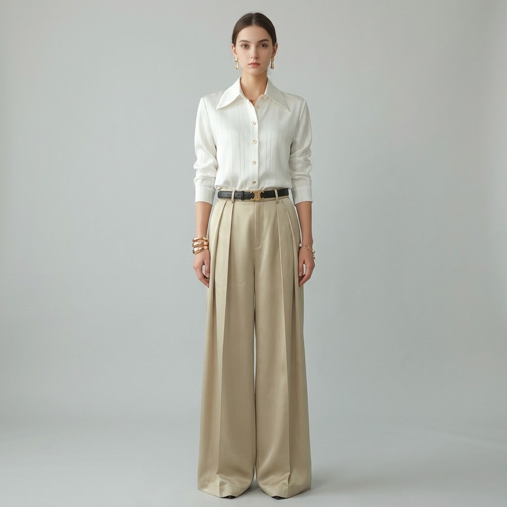 Tailored French-Style Striped Blouse