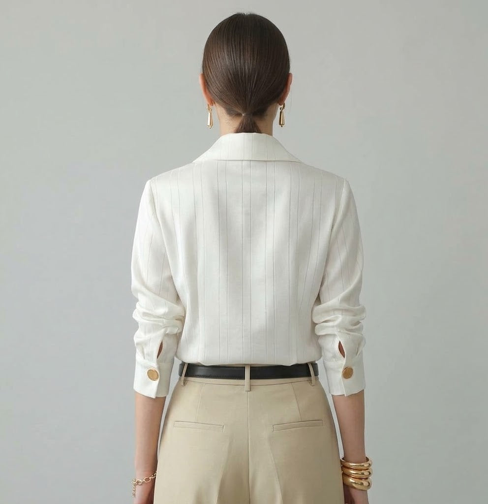 Tailored French-Style Striped Blouse