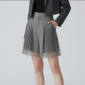 Sheer Mesh-Spliced High-Rise Wide-Leg Tailored Shorts