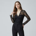 Scalloped Guipure Lace Long-Sleeve Bodice Top