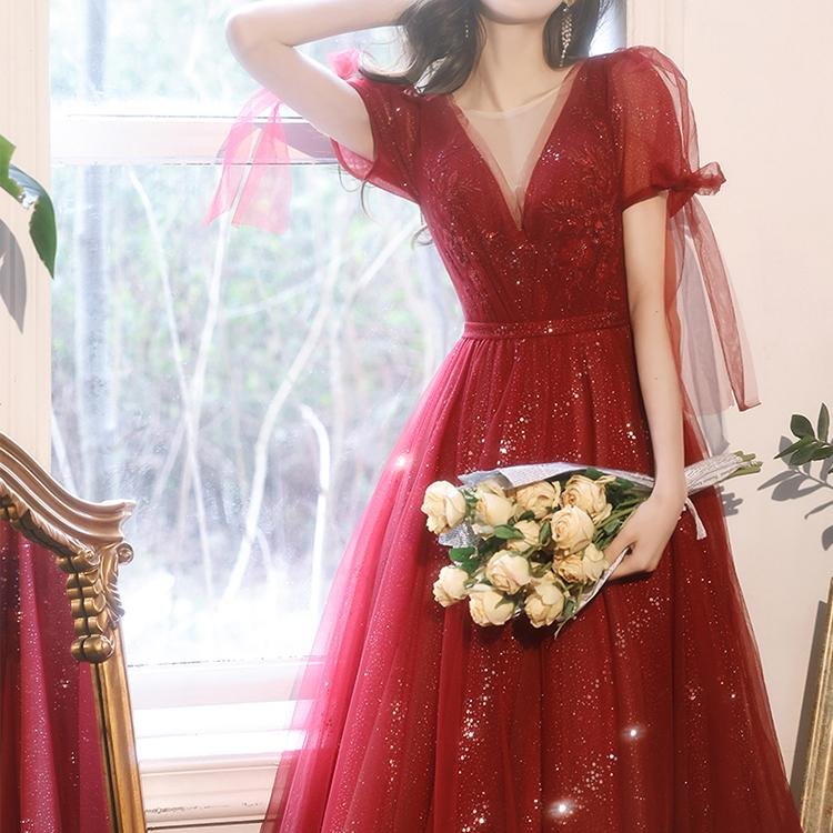 60081 Deep V - neck Dress - DresseslovesOOTD