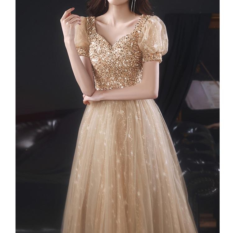60091 Puff Sleeve Evening Dress - DresseslovesOOTD