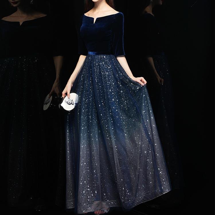 60093 Velvet Evening Dress - DresseslovesOOTD
