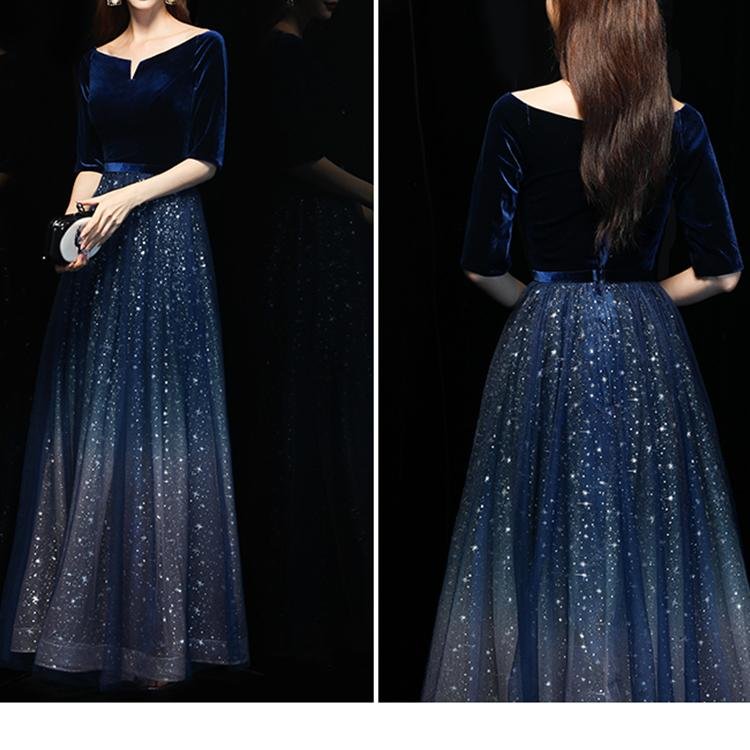 60093 Velvet Evening Dress - DresseslovesOOTD