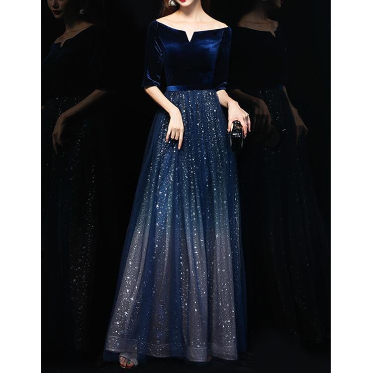 60093 Velvet Evening Dress - DresseslovesOOTD