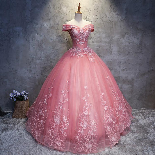 #7151 OFF SHOULDER EMBROIDERY SWING PROM DRESS