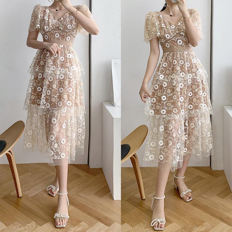 #7169 SEQUINED EMBROIDERY DRESS