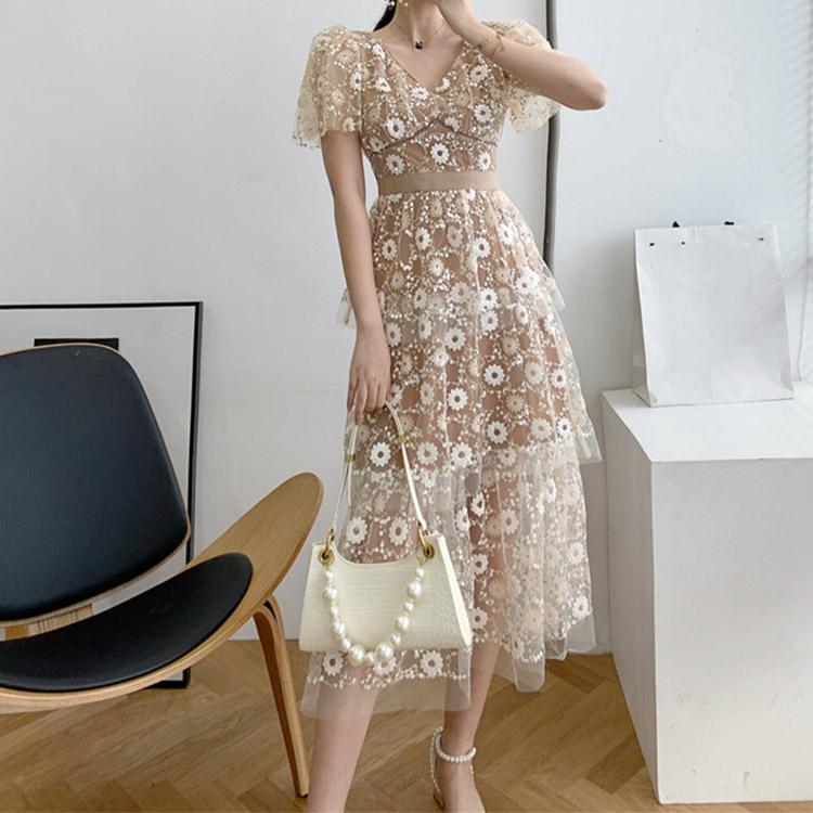 #7169 SEQUINED EMBROIDERY DRESS