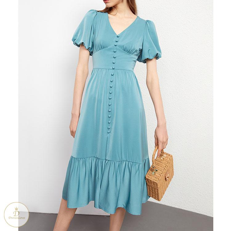 #7258 V-NECK DRESS