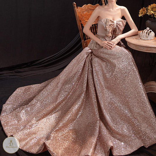 #7313 GOLD EVENING DRESS