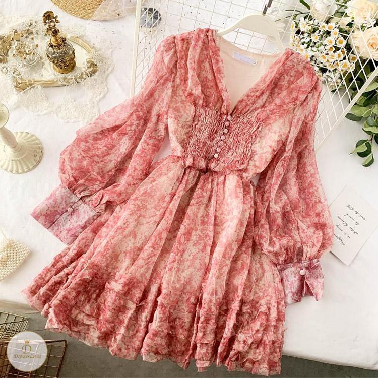 #7317 CHIFFON FLORAL DRESS