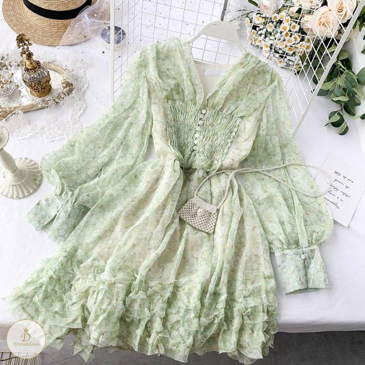 #7317 CHIFFON FLORAL DRESS