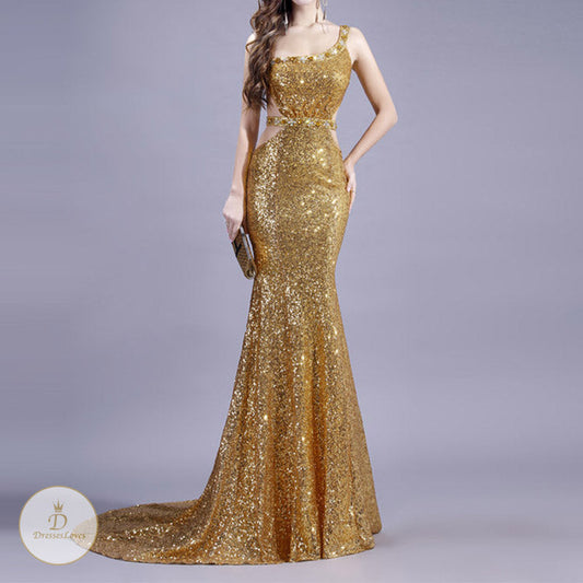 #7556 SEQUIN SINGLE SHOULDER PARTY DRESS